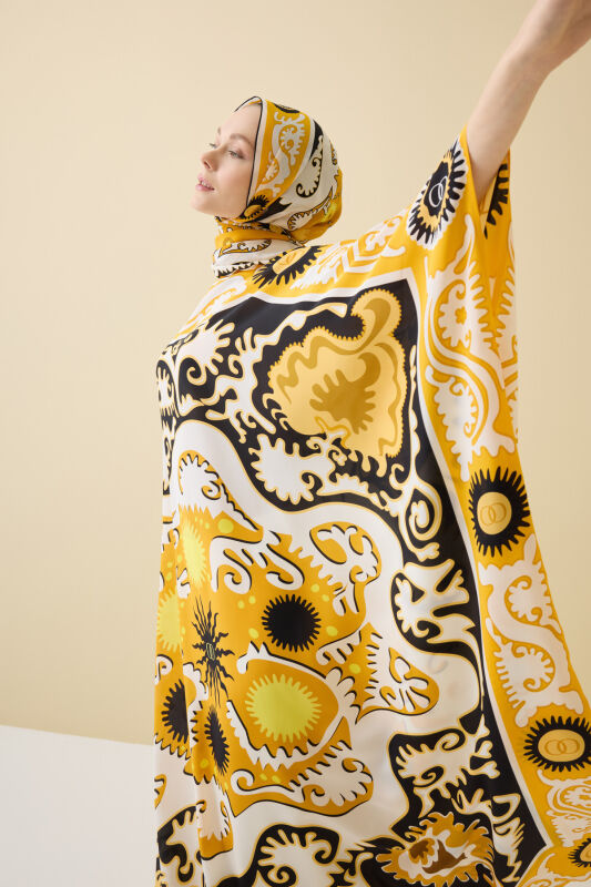 Hayat Sarı İpek Kaftan - 3
