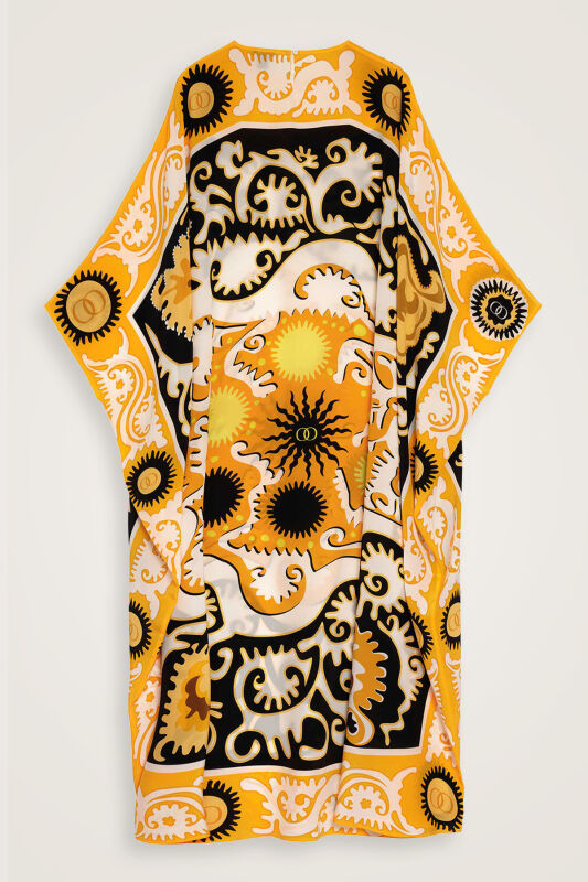 Hayat Sarı İpek Kaftan - 4