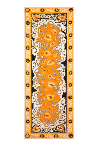 Hayat Sarı Krep İpek Kaftan Şal 70x210 - 2