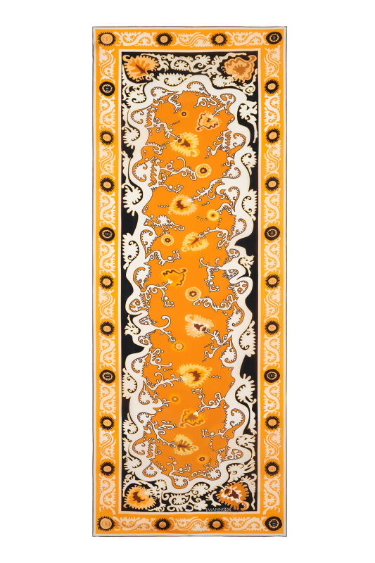 Hayat Sarı Krep İpek Kaftan Şal 70x210 - 2