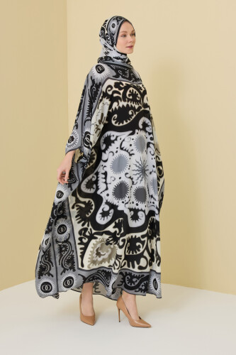 Hayat Siyah İpek Kaftan 