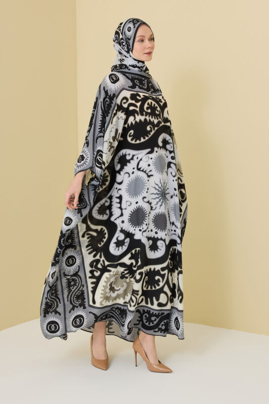 Hayat Siyah İpek Kaftan - 1