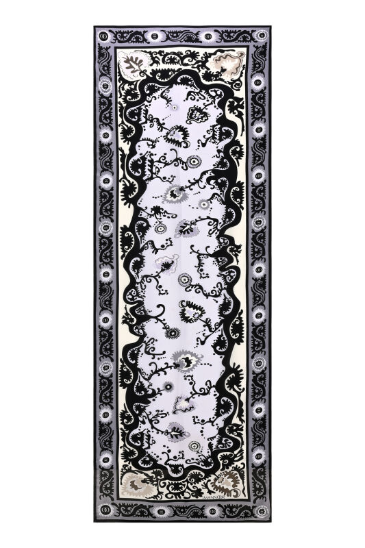 Hayat Siyah Krep İpek Kaftan Şal 70x210 - 2