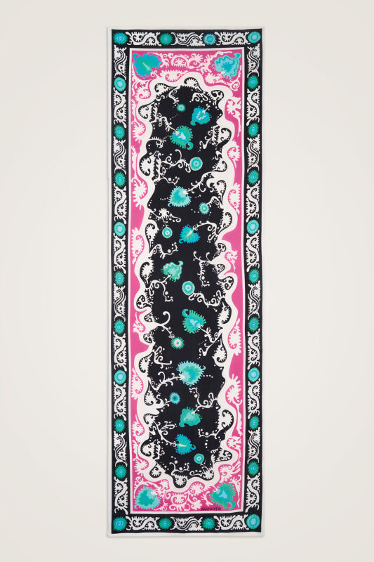 Hayat Siyah-Pembe Floş Viskon Şal 70x210 - 2