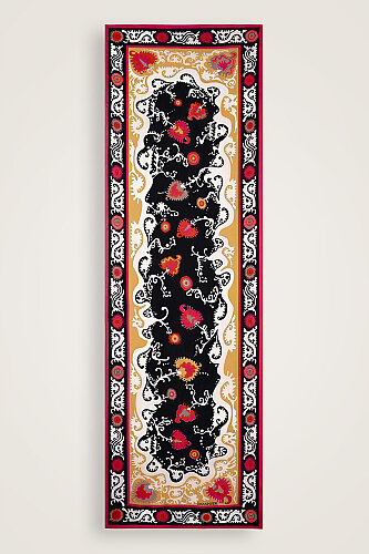 Hayat Siyah-Sarı Floş Viskon Şal 70x210 - Imannoor (2)