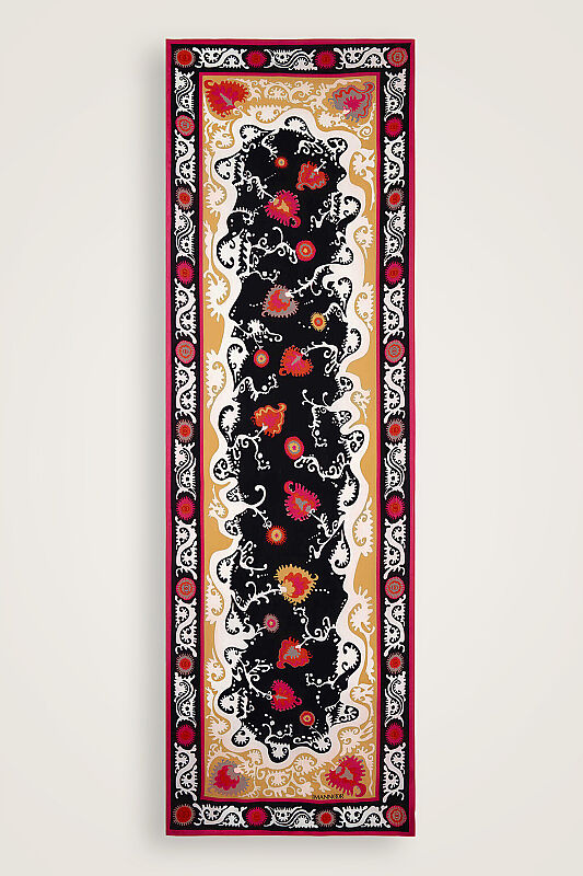 Hayat Siyah-Sarı Floş Viskon Şal 70x210 - 2