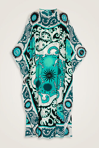 Hayat Turkuaz İpek Kaftan - Imannoor (2)