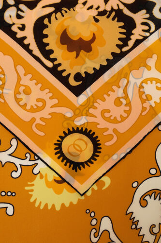 Hayat Yellow Crepe Silk Kaftan Shawl - 4
