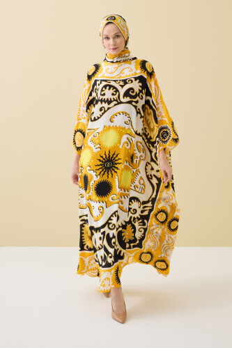 Hayat Yellow Silk Kaftan - 1