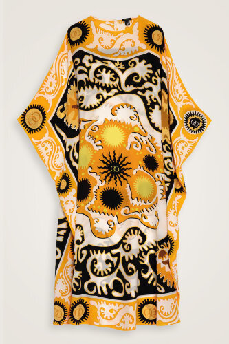 Hayat Yellow Silk Kaftan - 2