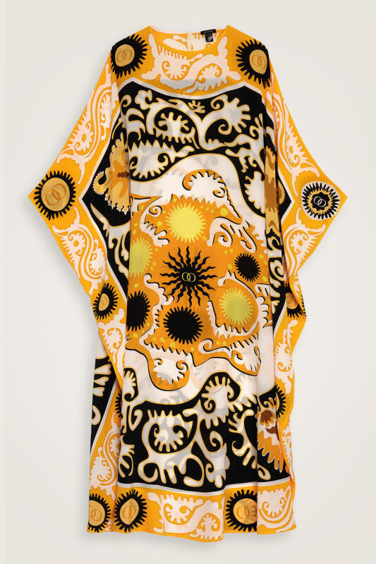 Hayat Yellow Silk Kaftan - 2