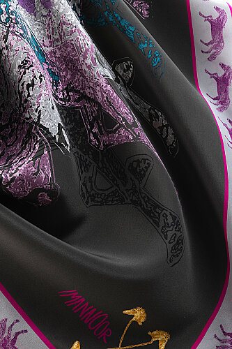 Heavenly Breeze Anthracite Crepe Silk Scarf - 2