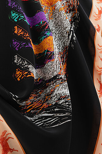 Heavenly Breeze Black Crepe Silk Scarf - 3