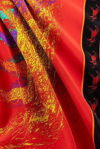 Heavenly Breeze Red Crepe Silk Scarf - 3