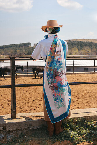 Heavenly Breeze White Crepe Silk Scarf 