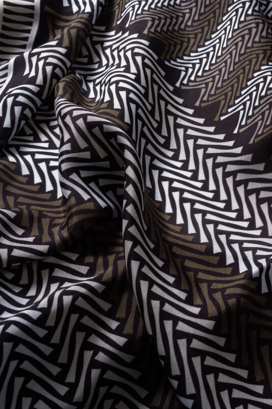 Herringbone Black Viscose Shawl - 4