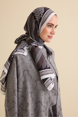 Herringbone Black Viscose Shawl - Imannoor