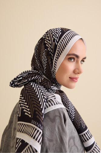 Herringbone Black Viscose Shawl - 5