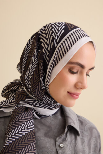 Herringbone Black Viscose Shawl - 3