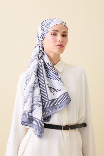 Herringbone Blue Viscose Shawl 