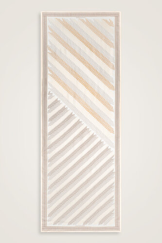 Herringbone Cream Viscose Shawl - 2