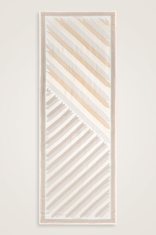 Herringbone Cream Viscose Shawl - 2