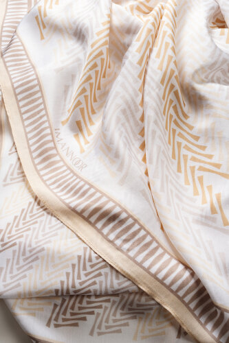 Herringbone Cream Viscose Shawl - 4