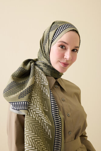 Herringbone Green Floss Viscose Shawl 