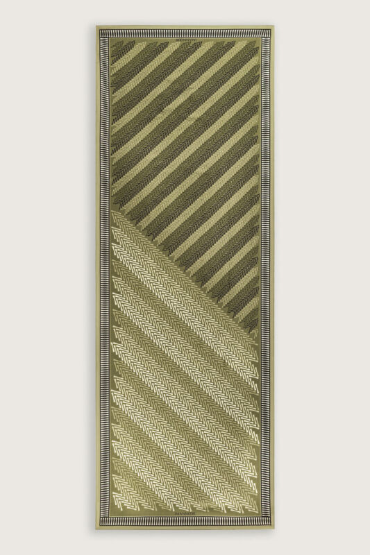 Herringbone Green Floss Viscose Shawl - 2