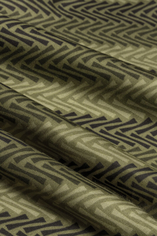 Herringbone Green Floss Viscose Shawl - 4