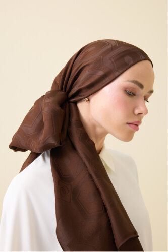 Hexagon Baklava Brown Ramy Jacquard Shawl 