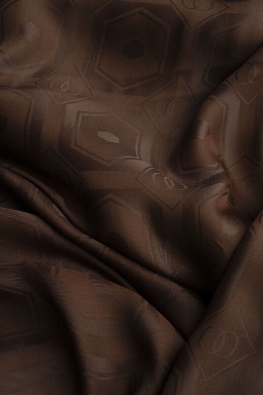 Hexagon Baklava Brown Ramy Jacquard Shawl - 4