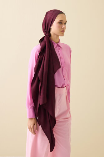 Hexagon Baklava Burgundy Ramy Jacquard Shawl - 5