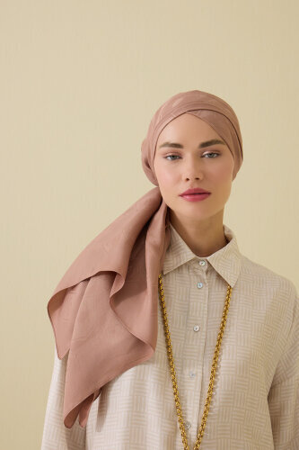 Hexagon Baklava Dusty Rose Ramy Jacquard Shawl - 3