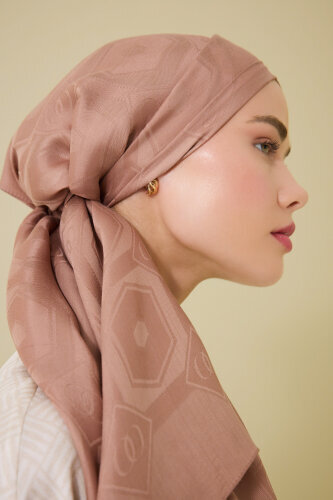 Hexagon Baklava Dusty Rose Ramy Jacquard Shawl 