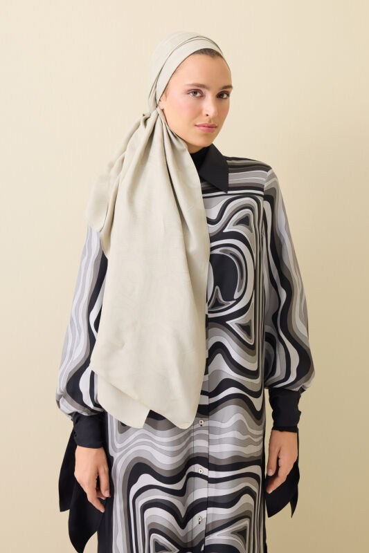Hexagon Baklava Gray Ramy Jacquard Shawl - 5