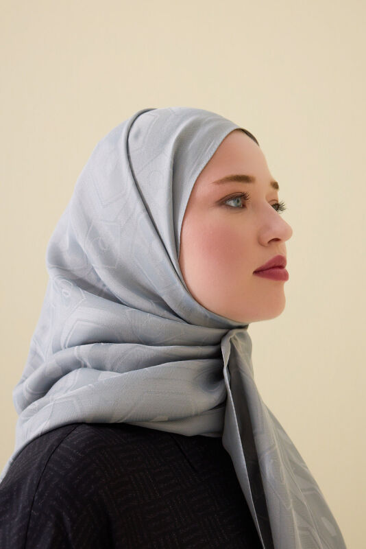 Hexagon Baklava Gray Ramy Jacquard Shawl - 3