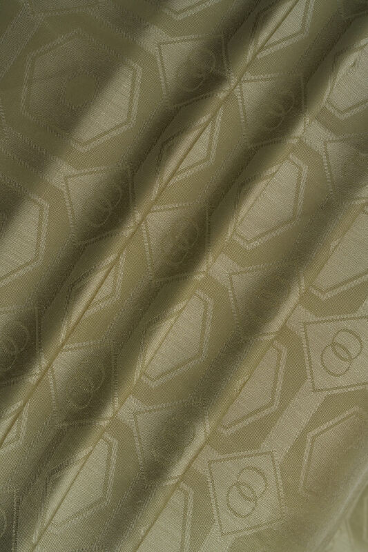 Hexagon Baklava Khaki Ramy Jacquard Shawl - 3