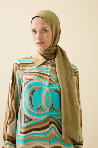Hexagon Baklava Khaki Ramy Jacquard Shawl 