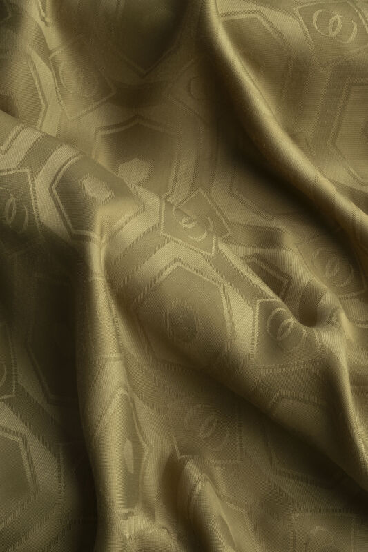 Hexagon Baklava Khaki Ramy Jacquard Shawl - 4