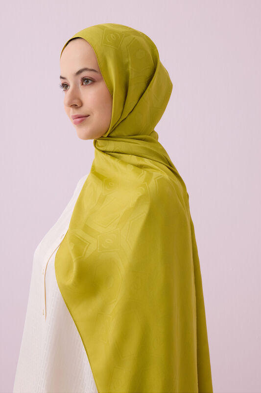Hexagon Baklava Mustard Ramy Jacquard Shawl - 1
