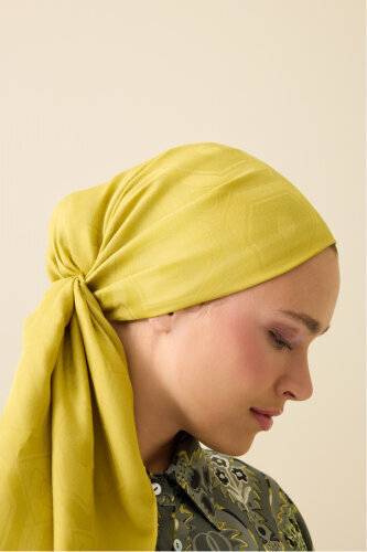 Hexagon Baklava Mustard Ramy Jacquard Shawl - 3