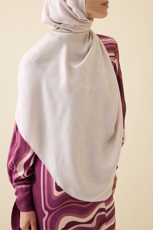 Hexagon Baklava Powder Ramy Jacquard Shawl - 5