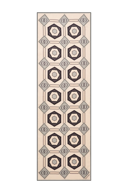 Hexagon Noor Twill Silk Shawl Beige - 2