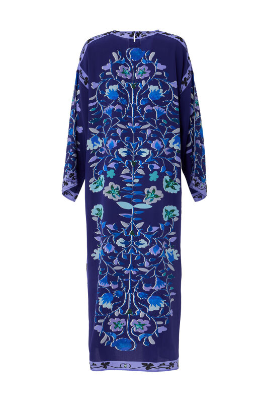 Hidden Garden Silk Dress Navy - 2