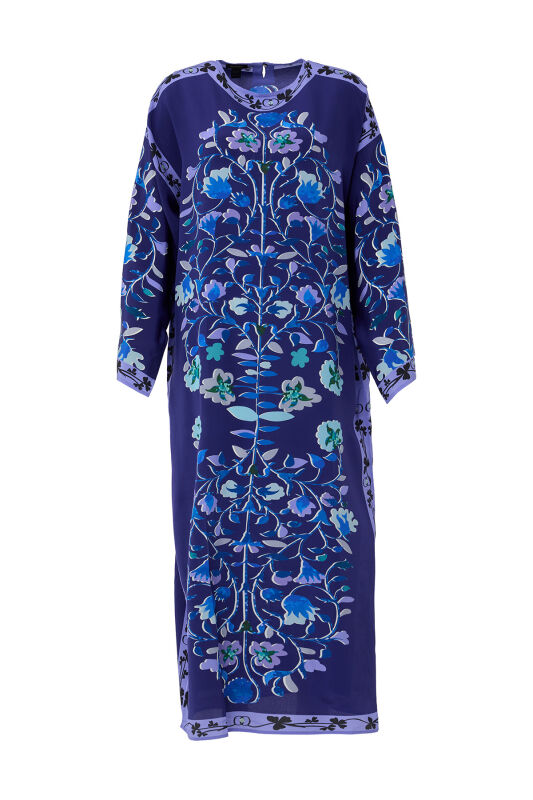 Hidden Garden Silk Dress Navy - 1