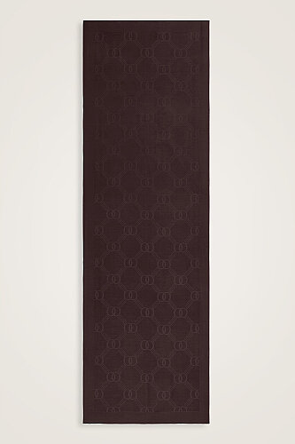 Honeycomb Logo Brown Naia Lyocell Jacquard Shawl 70x210 - Imannoor