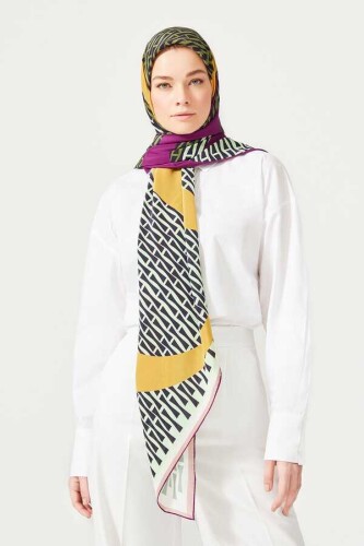 Hulahup Yeşil İpek Eşarp 140x140 - 2