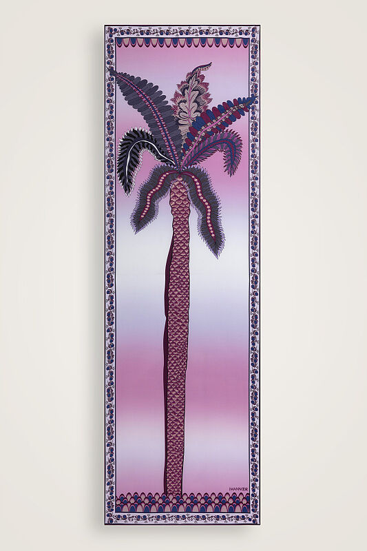 Hurma Ağacı Lila Krep İpek Kimono Şalı 70x210 - 1