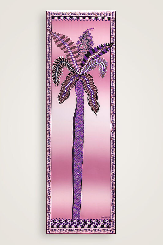 Hurma Ağacı Pembe Krep İpek Kimono Şalı 70x210 - 1